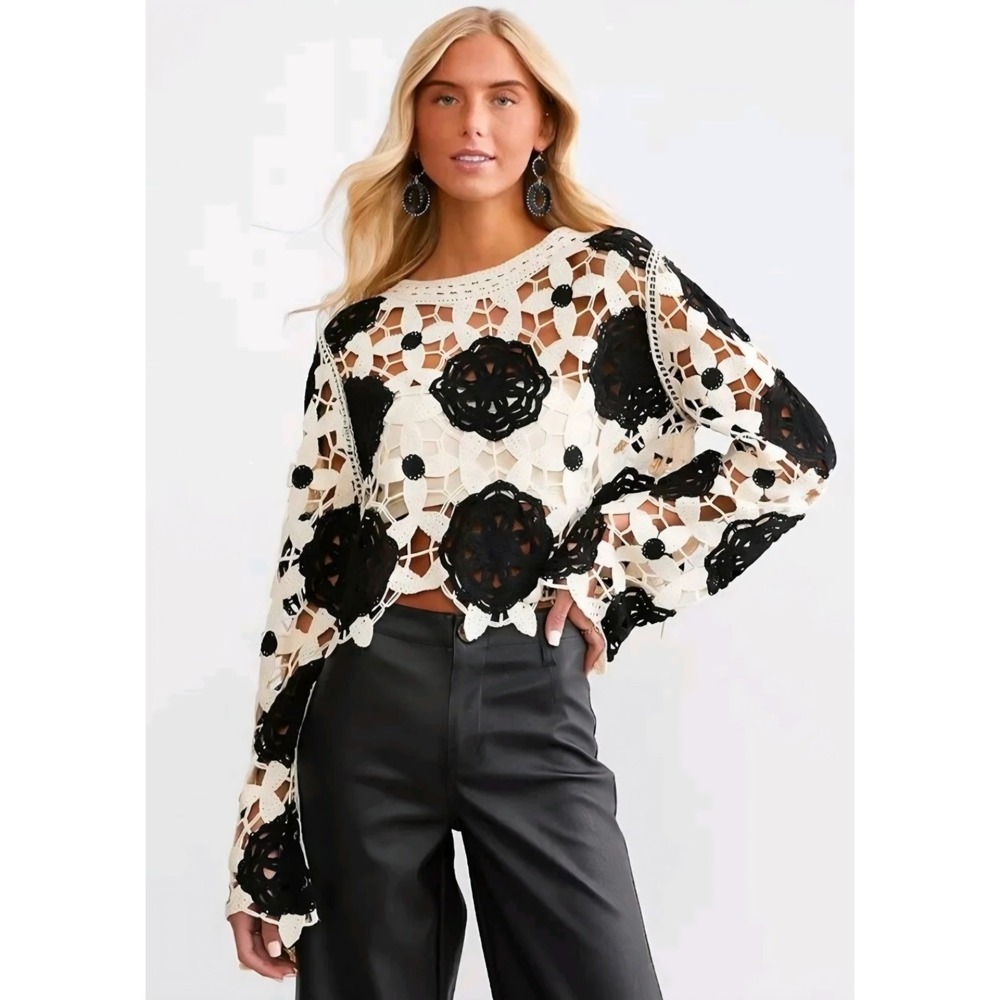 NWT New Hippie Nomad Crochet Cropped Sweater Size 2X